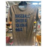 Gray T-Shirt With Blue Baseball Cheer Text