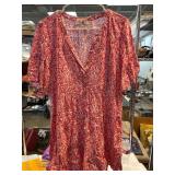 Loft Red and White Floral Dress