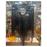 Maggie Barnes Black Sheer Fringe Poncho