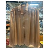 Light Brown Sheer Button-Up Blouse