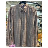Alan Flusser Plaid Cotton Button-Up Shirt XL
