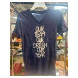 Navy Blue V-Neck T-Shirt With Motivational Text