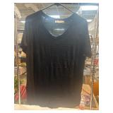 Black Short-Sleeve Shirt with V-Neckline