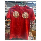 Red T-Shirt with Baseball Graphic Design