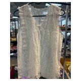 White Sleeveless Lace Polyester Top