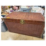 Wicker Storage Chest With Metal Hardware