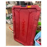 Husky Red and Black Plastic Storage Bin