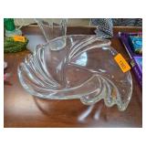 Clear Glass Bowl With Wave-Like Design