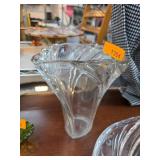 Clear Art Glass Vase with Swirled Design