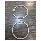 Sterling Silver Hoop Earrings with Textured Design
