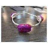 Bangle Bracelet with Purple Stone Accents