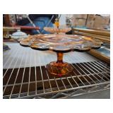 Amber Glass Pedestal Cake Stand