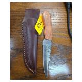 Handcrafted Knife with Wooden Handle and Leather S