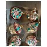 Vintage Glass Ornaments with Floral Motifs