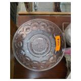 Pressed Clear Glass Bowl with Decorative Pattern
