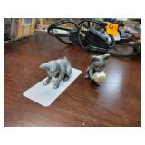 Pewter Cat Figurines with Pearl Accent