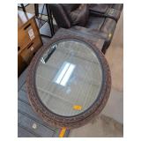 Oval Mirror With Ornate Wood Frame