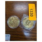 Two Bitcoin Commemorative Coins in Cases