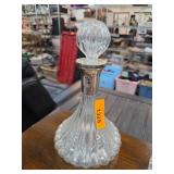 Glass Decanter with Stopper and Metal Collar