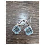 Sterling Silver Dangle Earrings with Blue Stones