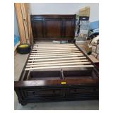 Queen Wooden Bed Frame with Storage Drawers