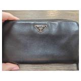 Prada Black Leather Wallet with Zip Closure