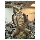 Painted Ceramic Owl Figurine on Branch