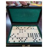Domino Set in Black Case With Green Interior
