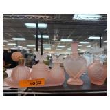 Frosted Pink Glass Vanity Perfume Bottles