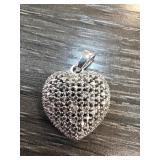 Sterling Silver Heart Pendant with Pave Design