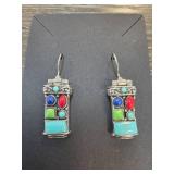 Sterling Silver Multicolored Gemstone Earrings