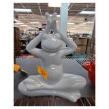 Gray Ceramic Frog in Yoga Pose Figurine