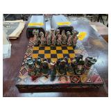 Handpainted Ceramic Chess Set with Decorative Boar