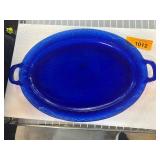 Miles Kimball Cobalt Blue Glass Serving Tray