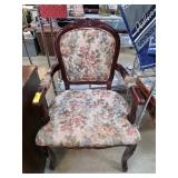 Floral Upholstered Wooden Armchair