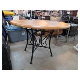 Round Wood Table with Metal Base