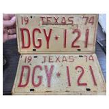 Texas 1974 License Plates
