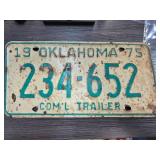 1975 Oklahoma Commercial Trailer Plate
