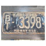 1969 Kansas License Plate BT 3398