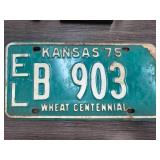 1975 Kansas Wheat Centennial License Plate