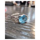 Sterling Silver Ring with Blue Stone, Size 7