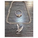 Sterling Silver Necklace and Ring Set