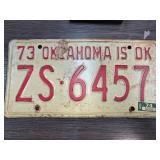 1973 Oklahoma License Plate ZS-6457