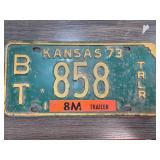 Kansas 1973 Trailer License Plate
