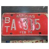 Kansas License Plate from February 1974
