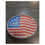 Jeweled American Flag Belt Buckle
