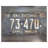 1965 Oklahoma Commercial Trailer License Plate