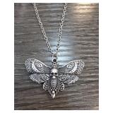 Metal Deaths Head Moth Pendant Necklace with Chain