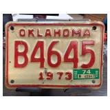 1973 Oklahoma License Plate B4645