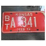 Kansas License Plate from February 1974